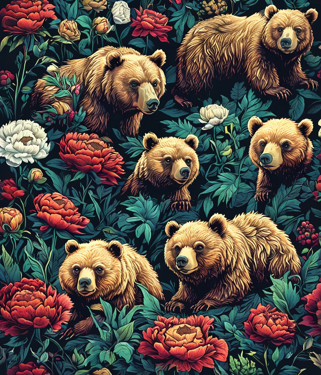 style of Dan Mumford, (cute, chubby, male, bear), hires textures, highly detailed, intricate details, best quality, masterpiece