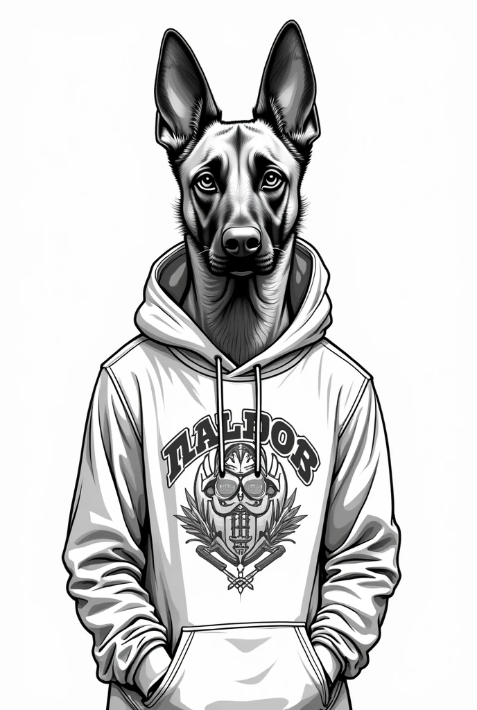 An anthropomorphic dog wearing earrings, cigarette in his mouth, smoke wafting out, wearing a hoodie with the number 2 on it, a jacket over a hoodie, and hands in his pockets.