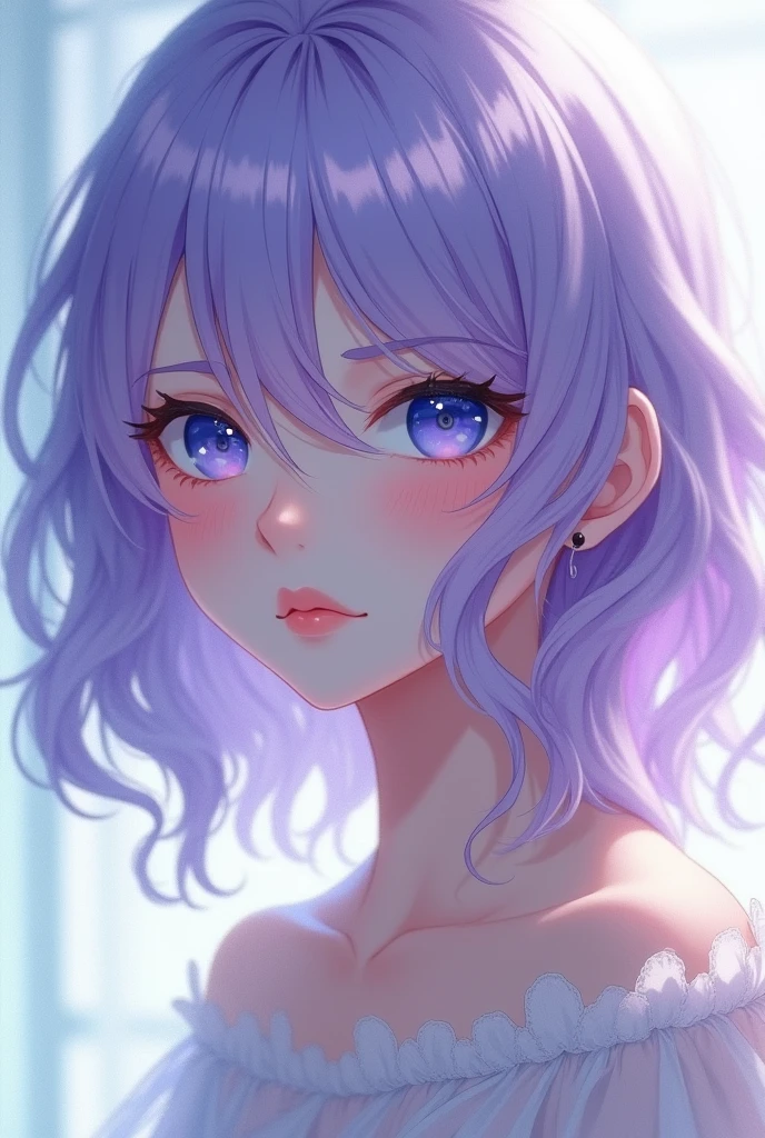 1girl,solo,super detailed skin,shiny skin,wet oily skin,natural face ,eyelashes,lips gloss,pale purple hair,blunt bangs,short straight hair,large breasts,short kimono,looking afar,masterpiece,best quality,ultra detailed,high resolution,sharp focus,depth of field