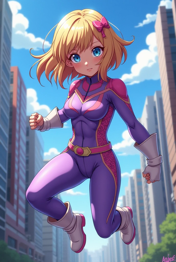 Sakura Igawa、Demon Shinobi、top-quality、supreme1People Girls,hightquality,, ((masuter piece)), ((High resolution)), ((Best Quality)), detail, (A smile.Very happy,Sensitivity 3000 times), ((Shiny skin)), (High-leg bodysuit:1.2)、girl with, ((Colossal tits、a blond、a short bob))、posterior view、to jump、((Rooftop at night))