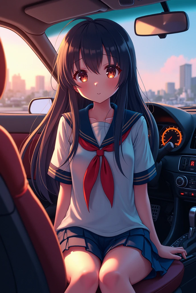 SFW, ((Closeup from Ass to Face)) ExtremelyDetailed (SchoolGirl Lying on back) Spread Legs Up, perfect face, PrincesTiara, (Delicate Clothing textures) SailorUniform with RedRibbon (((WhitePanties))), correct anatomy, perfect hand (4 fingers and one thumb), Corrected Childish fingers, corrected leg to foot line, Car Interior, ((Starry Colorful Lights at Dusk)), (Hidden Arm) Hidden Feet, (TopQuality 8K Ultra-detailed)(masterpiece:1.2)(ProfessionalPhoto:1.37)(Acutance:0.8)
