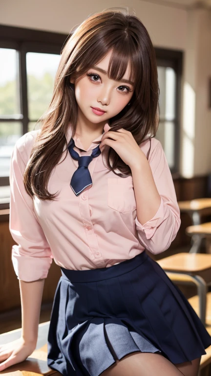 (((Woman lying on bed in bedroom)))、Accentuate your breasts、(((school uniform:1.3)))、Open white shirt、(((Check pleated skirt that fits snugly against the skin:1.7)))、(Reddish brown wet shiny short hair)、hairpin、hair ornaments、Blushing cheeks、Pointed red mouth、Large Breasts、Perfect body curves、Beautiful clavicle、Wet Hair、Wet Face、Wet body、Wet Skin、Wet costume、Detailed clothing features、Detailed hair features、Detailed facial features、Looking into the camera、(Dynamic Angle)、(Dynamic and sexy pose) )、Cinema Lighting、(masterpiece、Highest quality、Ultra-high resolution output images、Write Boundary Depth、Intricate details、Add depth to your subject with contrast between light and shadow、)、Digital Illustration、Single-lens reflex camera、(Realistic:1.3)、(8K quality、Anatomically correct facial structure、)、(Picture Mode Ultra HD、)