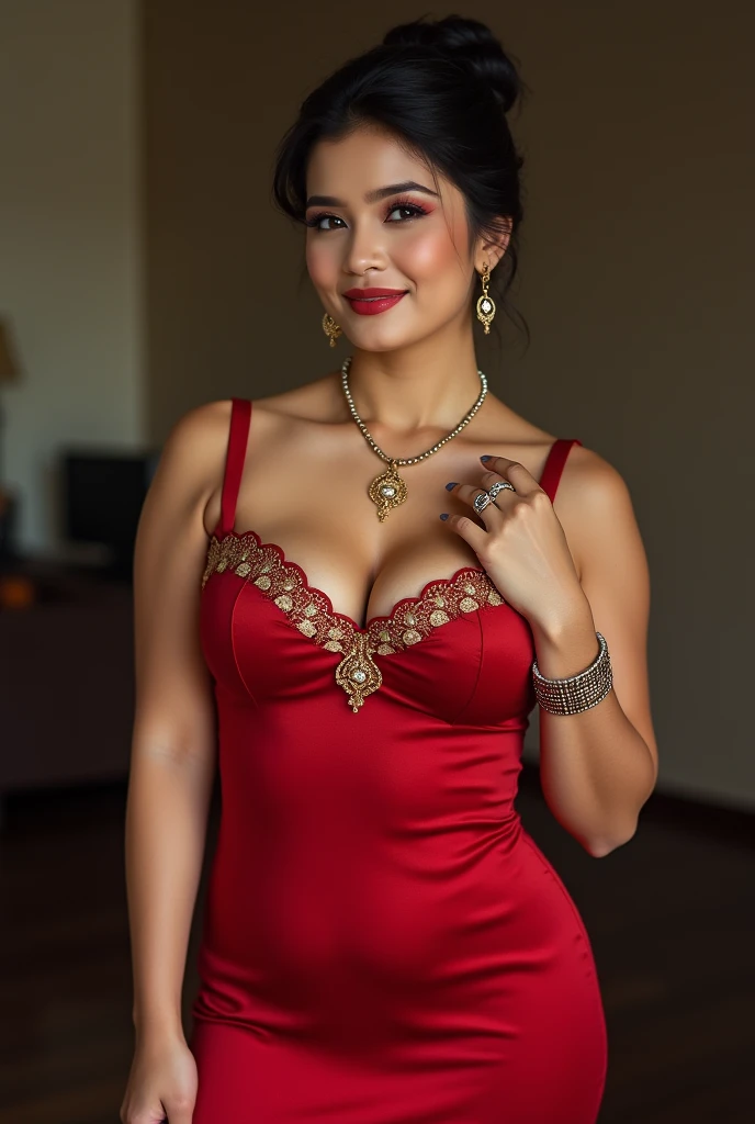The AVN Award for deep v neck blouse BOOB cleavage OF Sultry Plus-Size Exhibitionist Amorous MILF with Boob Cleavage Breasts:The dress in the image is a stunning example of Victorian-inspired fashion, crafted from a luxurious bright water gloss satin thickened stiff liquid fabric. It features a dramatic sweetheart neckline adorned with delicate pearls, accentuated by dramatic puffed sleeves that add a touch of vintage charm. The bodice is tightly fitted, showcasing a corset-like structure that cinches the waist and enhances curves. The full, flowing skirt creates a graceful silhouette that moves with every step, making it perfect for twirling and dancing. The dress exudes an air of elegance and sophistication, making it a captivating choice for special occasions.