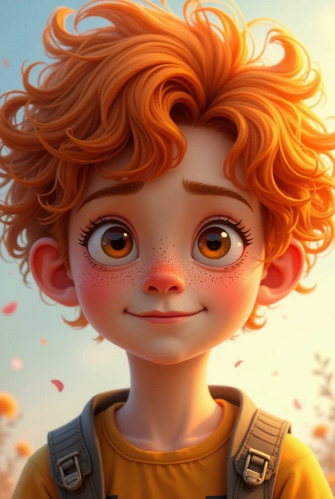 A ginger boy with curly hair