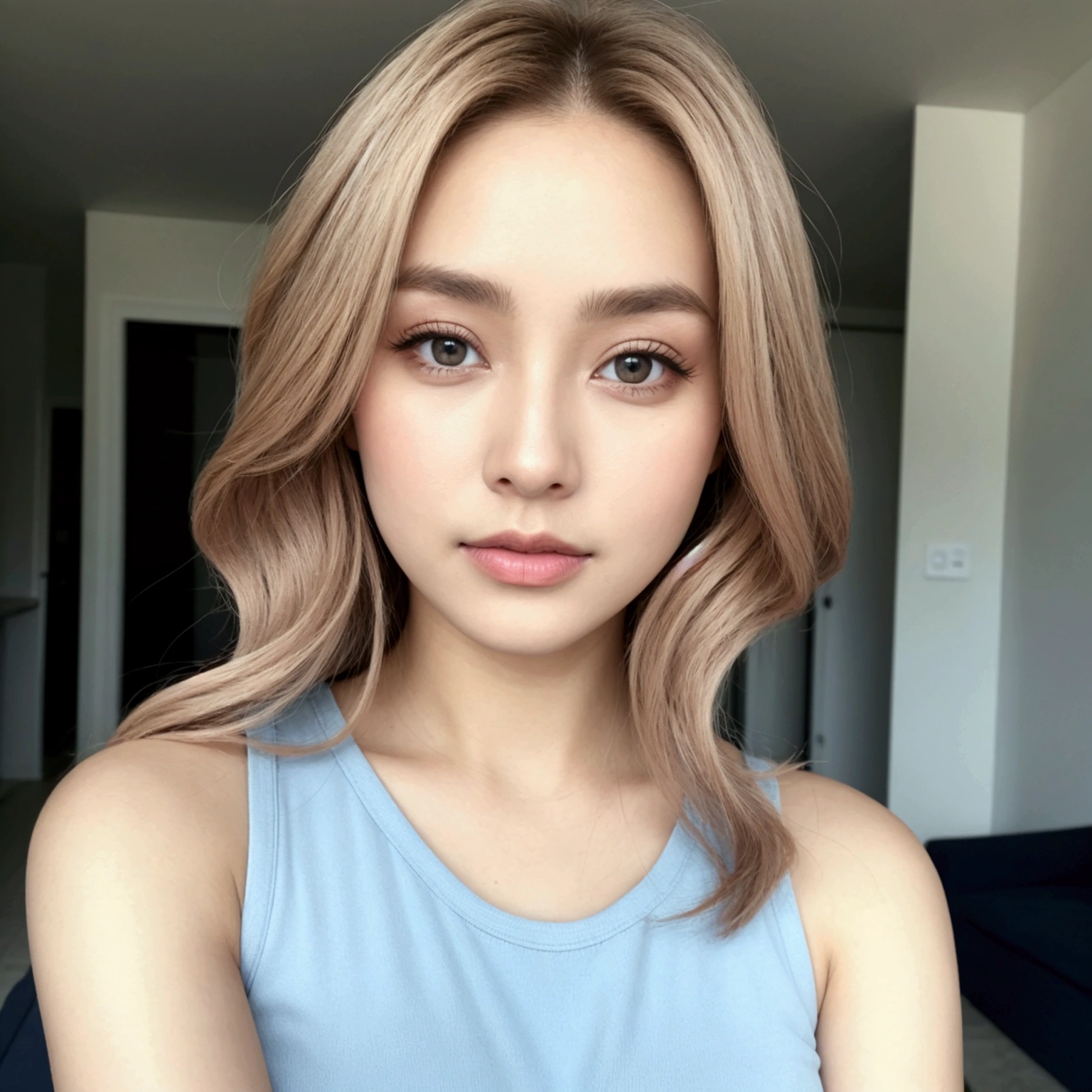 Browsing Caution、Highest quality、16K、32k、masterpiece、Ultra-high resolution、(((Prostitute)))、(((Has cleavage)))、Abdominal muscles、Perfect body、 Delicate features,、Super photogenic、clavicle、、Beautiful ass、((Lightweight camisole))、Ultra detailed face、Lips like eyes、double eyelid、High Contrast、((belly button))、Natural light、Someone who looks at you calmly、 Goddess-like eyes、Shining Eyes、Beautiful hip line、(Random Pause)、blonde、bangs、Slightly skimpy panties、(blonde wavy 短い hair:1.3)、Delicate and sexy face、 Sensual Gaze、  blue eyes、 (Glowing Skin:1.5)、Fashion Model、The expression when enduring pleasure、 ストレートbangs,、Sexually aroused expressions