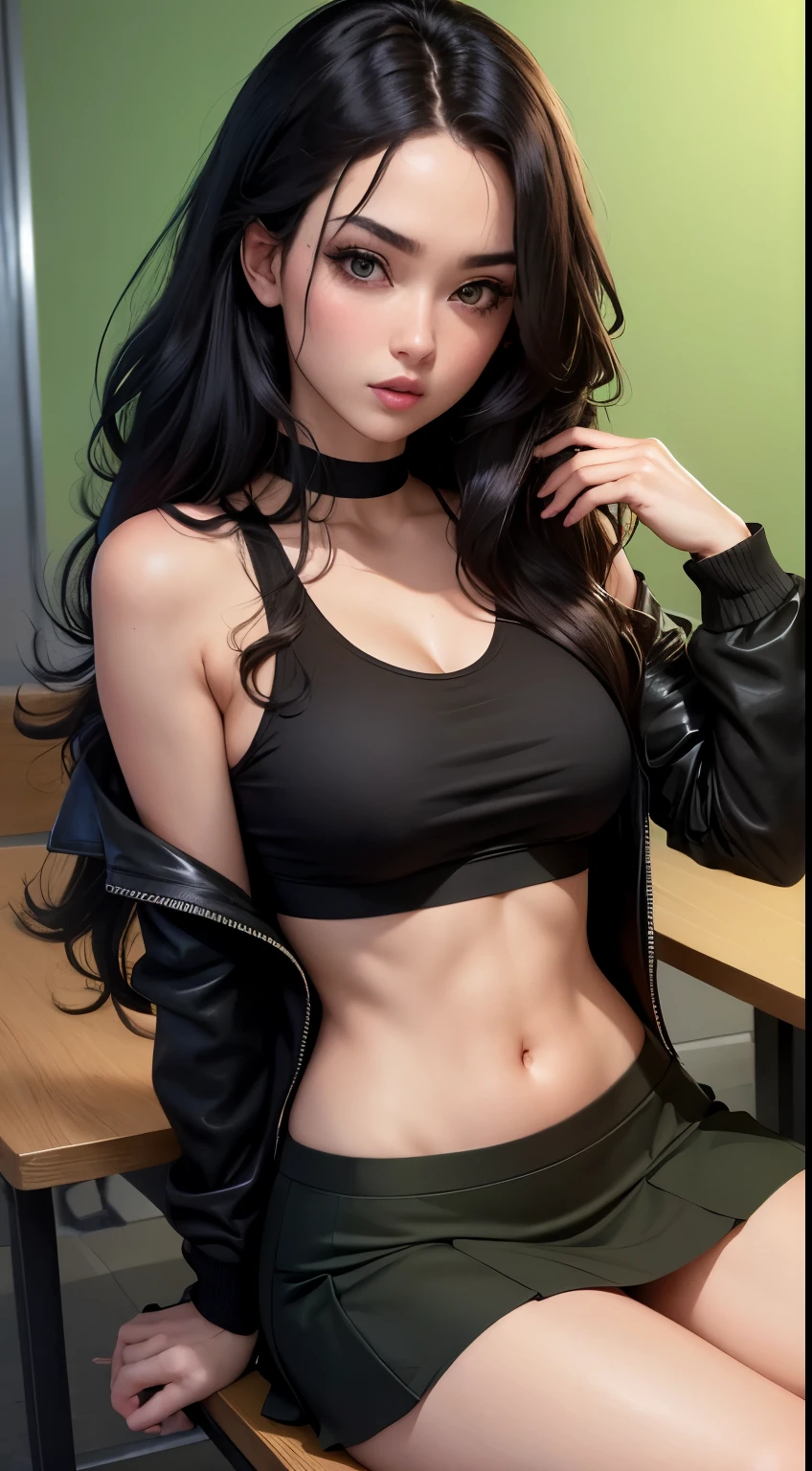 A school girl, a nude girl teenage girl, normal body, she is 17 year old girl, sexy hot a girl, A girl sitting on a chair, dark background, Indian girl, full body picture, no hair in vagina and boops, black eyes, black hair, girl age 17.