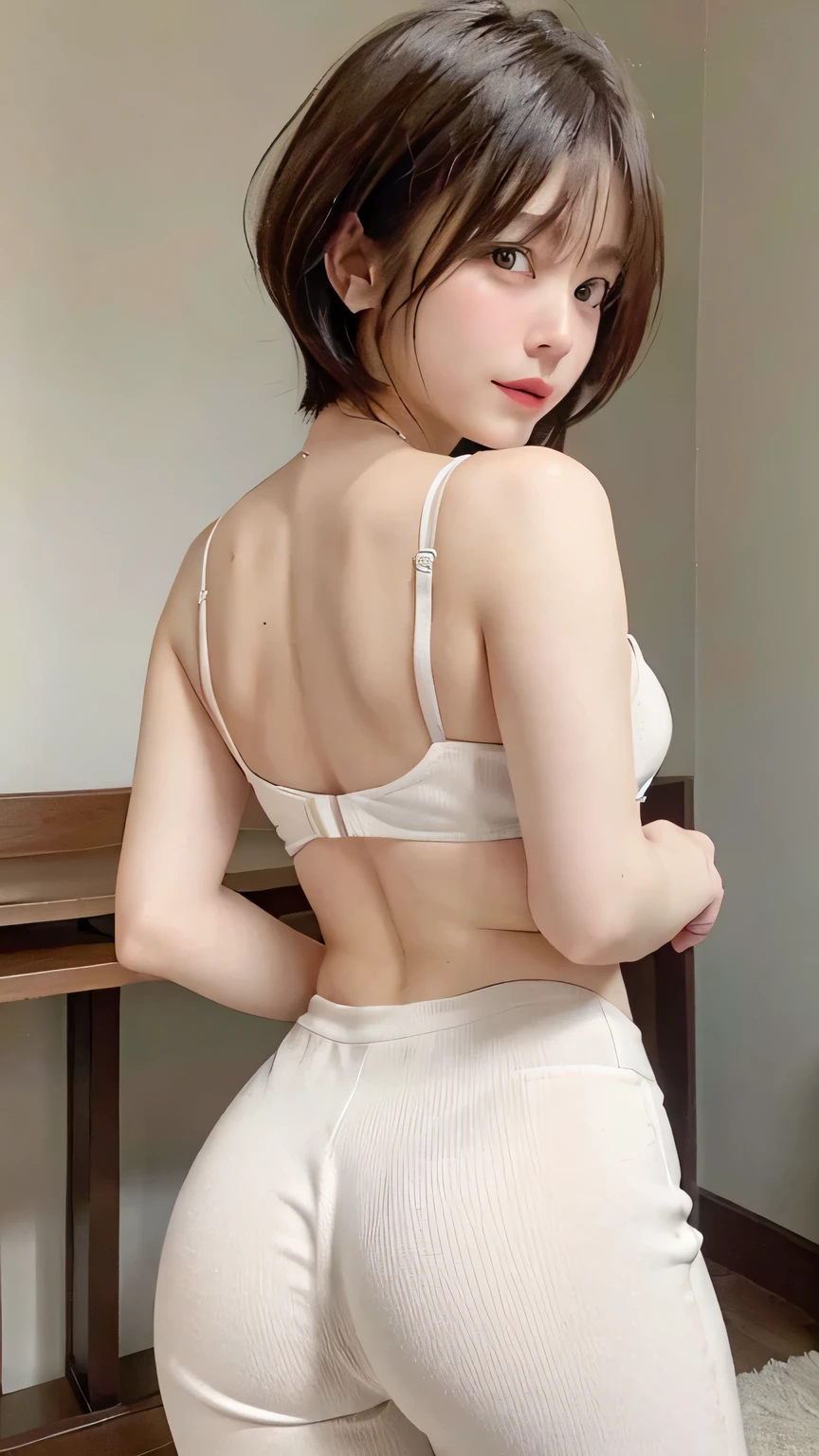 An ultra-high picture quality、8K、One beauty、White sheer micro bikini、T back、Peach butt、Pubic hair is visible、Pubic area visible、modeled、Full body like、Long body