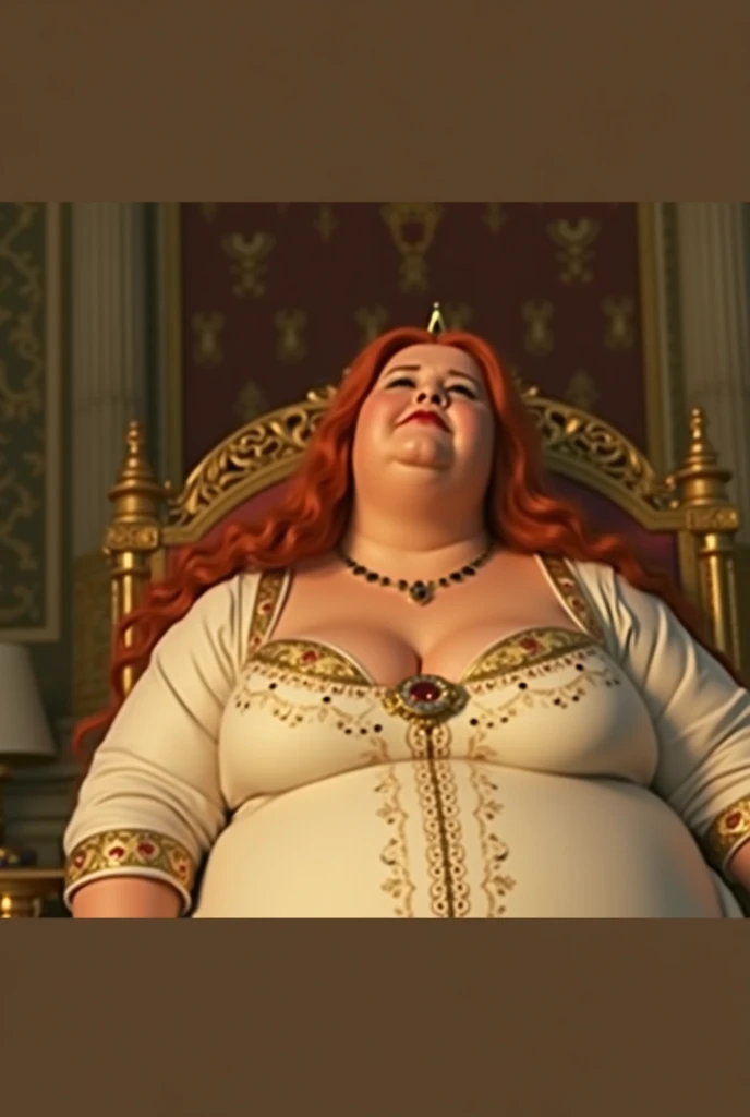 A slightly Sideview Happy photo of a young beautiful redhead bbw with soft fat belly, wide fat obese hips, thick fat legs and fat arms, cute pretty face, small breasts, blue eyes, freckles, in a purple covering detailed beautiful dress Wearing jewelery and golden female watch, sitting and playing a grand piano in an opera