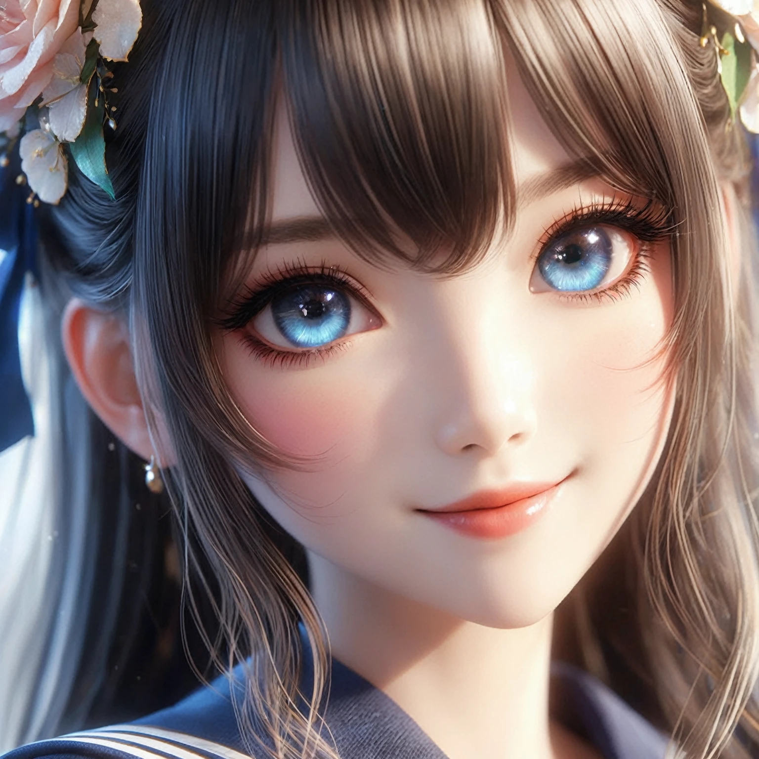 8K,high res,Skin details, Beautiful facial features, Exquisite makeup, Exquisite eyes,((big smile)),soft focus