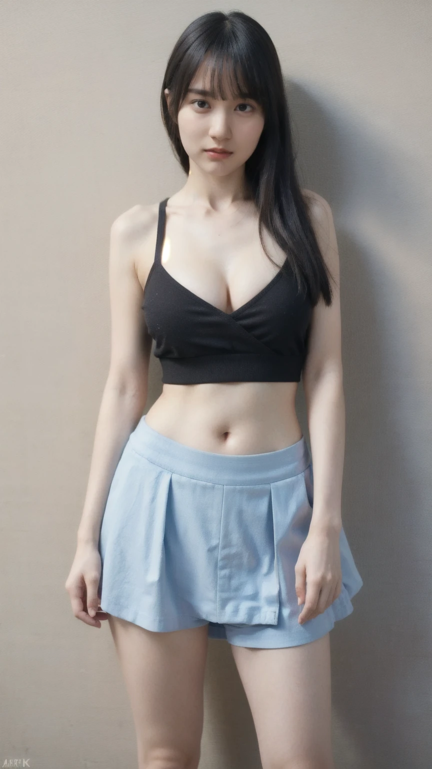 Masterpiece, Best quality, 8k, 18 years old, Raw photo, absurd, Award-winning portrait, smile, smile, pure, , ((ombre)), small and perky breast, blue eyes, offshoulder, ((open waist)), ginger hair, mini skirt