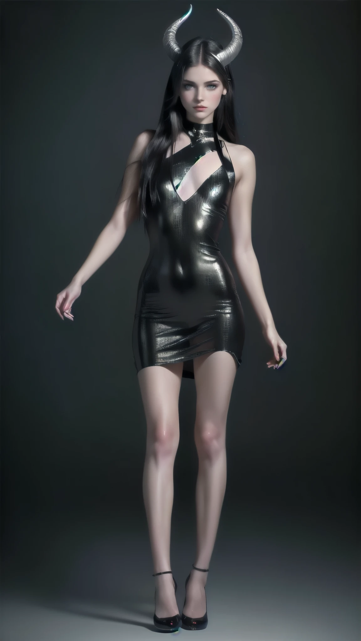 a woman in a dark outfit with horns and horns on her head, tiefling, dark-skinned elf, dark elf, tiefling, dark elf princess, dark elf maiden, attractive tiefling devil, beautiful dark elf countess, alluring tiefling dark elf, tiefling from d & d, elf with dark skin, hyperrealistic d & d fantasy art, DonMN1gh7rXL night, female night elf, knight,,cognitive therapy, behavioral genetics, social psychology, recurrent circuit, traumatized, dark theme, (full body:1.8), (upper body up:0.3), (hyper realistic:1.4), (realistic:1.3), (best quality real texture skin), Detailed eyes, detailed face, PERSEPHONE, (SFW:1.5)