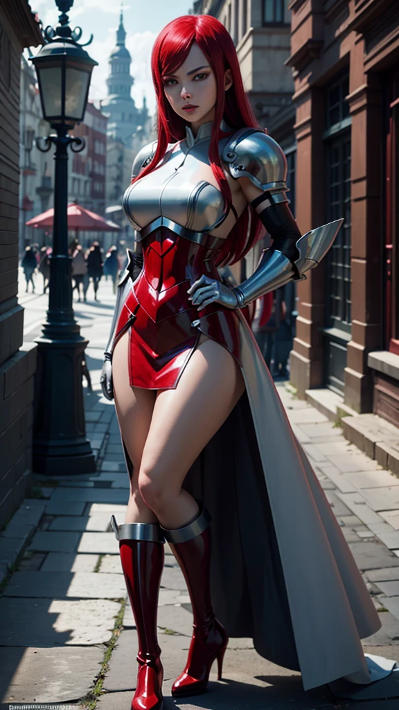 Full body, corpo atlética, Masterpiace, Erza Scarlet, Anime Fairy Tail, red lips, light armor, close'up, cinematic lighting