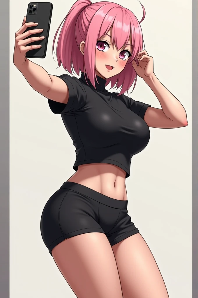 masterpiece, vibrant, amethyst, looking at the viewer, pink hair, big thighs, big ass,