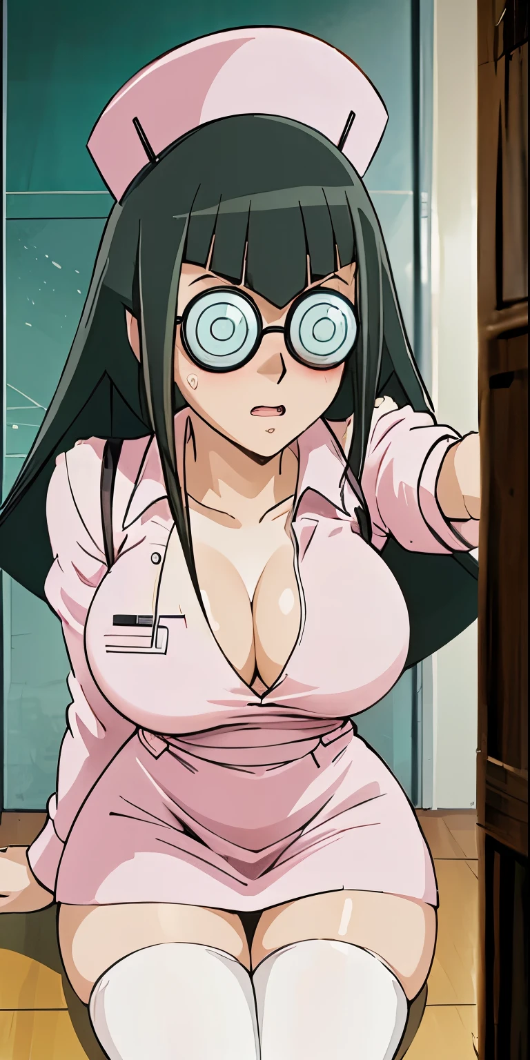 score_9,score_8_up,core_7_up,reverse suspended congress, 1girl, breasts, uncensored, ((paizuri)),((titjob)),1 Female,High definition,high resolution,Ultra-realistic,8K, CC, glasses, nurse, nurse uniform, white thighhighs, nurse cap, id card, pink dress, indoors, library,European,sexy,Upper body close-up,Photographed from the front,Dynamic Angles,blush, huge tits ,large breasts, happy, wink the eye,facial, sweat,((upper body)),(selfie),(top view), sitting,(wide thighs:1.4),(cleavage)