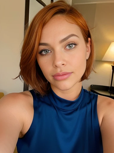 make her with dyed red hair, I need it to be my model so I can use it in a mockup to show my business.. Have him wear a white t-shirt that fits snugly around the waist and chest.. Also place her in a dog park with no dogs around. .