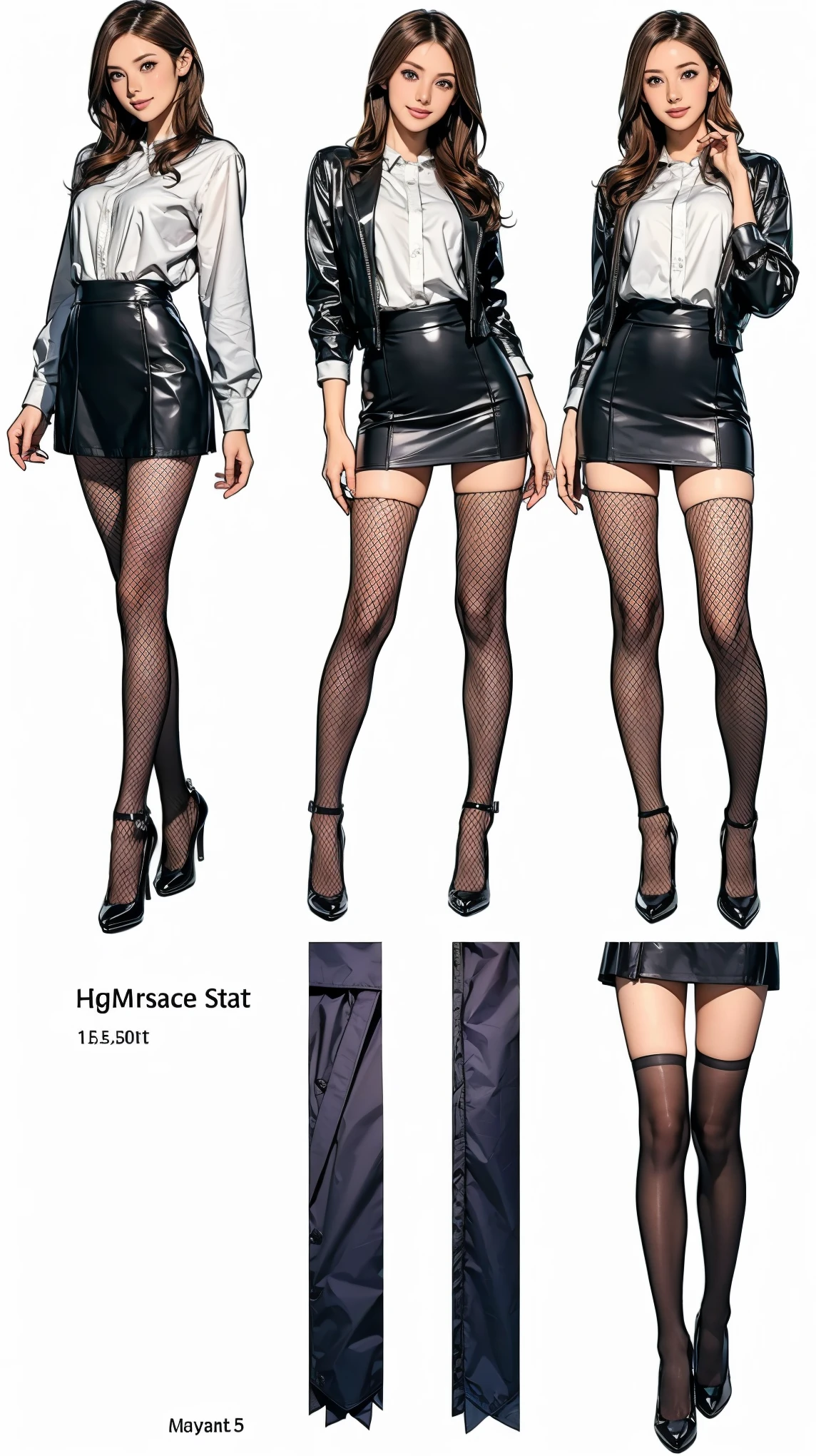 ((masterpiece)),(((Highest quality))),((Character design sheet)),Thin thighs,Long legs,wearing black fishnet tights:1.5,The best smile:1.5,Full Body Shot:1.5,masterpiece, Highest quality, One Girl, Elaina_(May_no_gossip), Silver Hair, Purple eyes, Long Hair,