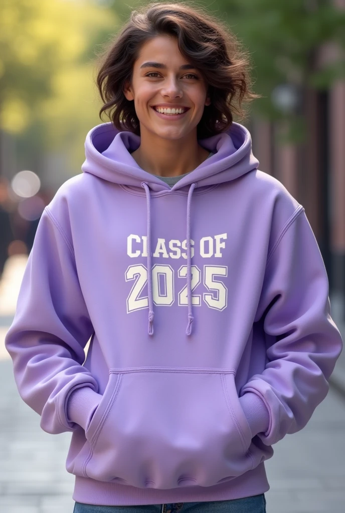 French woman, 22 years old, wearing a pink and purple colegial Sweatshirt, sweatpants, university campus, light smile, holding a book, pigtail hair