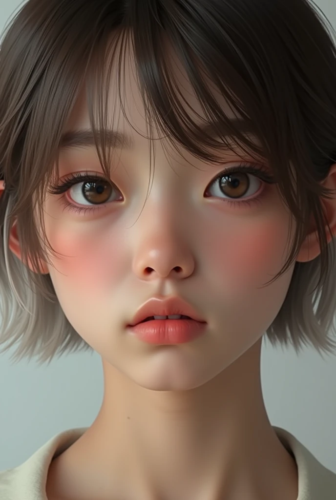 6 years old Chinese girl with round face, cartoon avatar, Pixar comic book style, shallow smile, a small and chic little flower hairpin in her hair, some dreamy color combination on the background --auto --s2