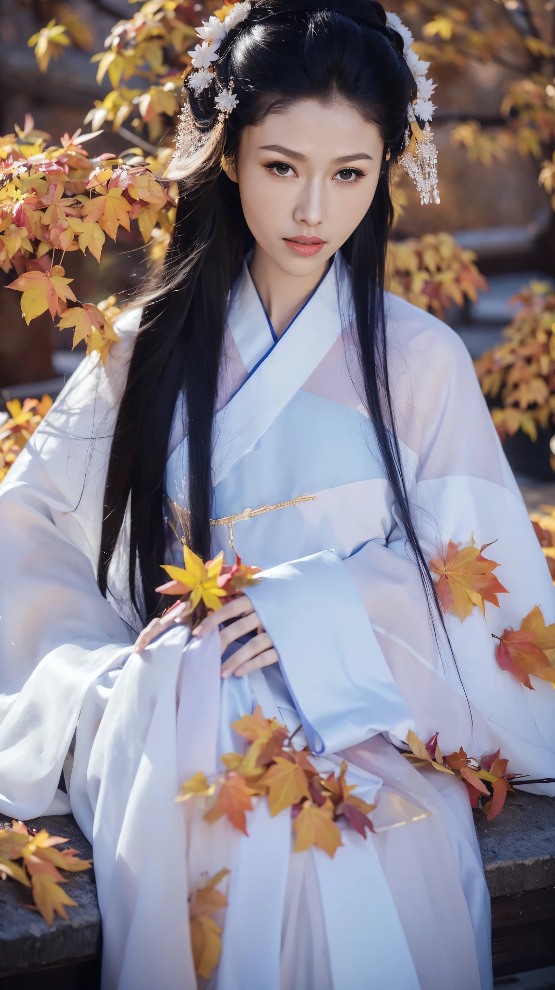 ((black long hair)),extremely detremely detailed CG),(((8K))),the wallpaper,((Extremely Delicately Beautiful)),(((tmasterpiece))),(((Best quality))),(((超A high resolution))),beautiful light up，Perfect lightning,realistic shaded，[A high resolution],(Smooth and flawless fair skin:1.5),Facial details are extremely delicate,ultra - detailed,one-girl,solo,small head,small face,Clear face,Delicate makeup,(laughingly:1.2),(perfect bodies:1.1),small breast,flat chest,Slim,thin,(from above:1.2),(night scene),dim murky lights,(outdoor),(pure white hanfu:1.3),(Lying flat on back on the grass:1.5),(close eyes:1.5),(open mouth:1.3),（female organismic:1.5),(blush:1.3),Ahegao,(upper body:1.1)