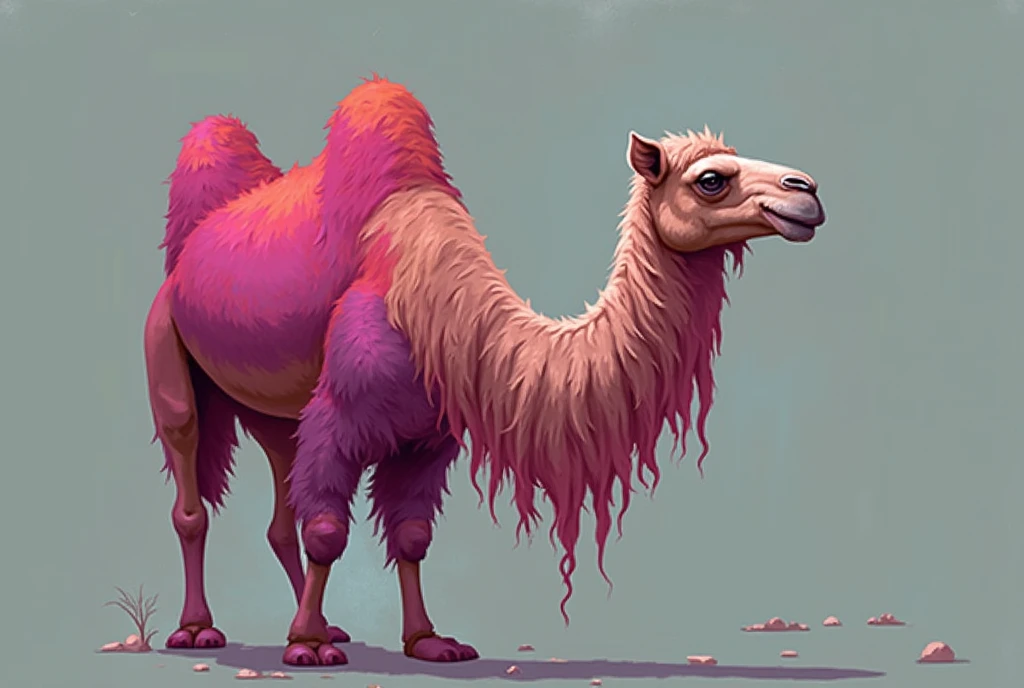 Illustration of camel in oil paint style done in adobe photoshop, vibrant, colourful, high quality