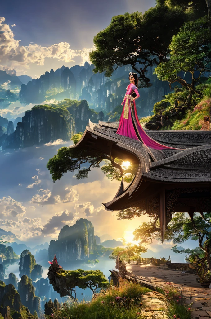 Inspired by the stunning works of PIXI DOT on Artstation, you decide to push the boundaries of your photography by incorporating elements of digital painting and unreal engine technology into your shots of the beautiful Thai Apache Himalayan Princess. With Artgem and Greg Rutkowski's incredible use of light and shadow in mind, you set up your camera to capture the Princess in different angles, using the natural lighting of the sun to cast dramatic shadows across her face and intricate clothing. You then bring these shots into the digital realm, enhancing them with touches of digital painting to add depth and texture to the Princess's features, and using Unreal Engine technology to transform the landscape into an otherworldly and magical realm. Through this process, you create a series of stunning images that merge traditional photography with cutting-edge technology, all the while keeping the essence of the beautiful Princess and her surroundings at the forefront of your vision