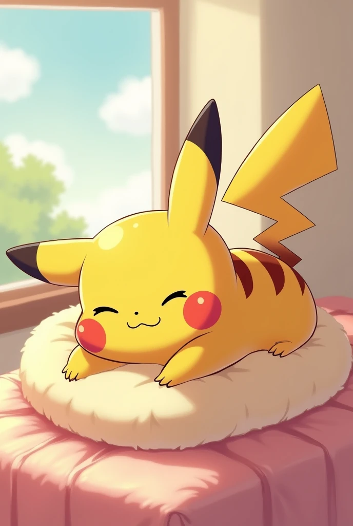 Cute pickachu sleeping (smiling face)