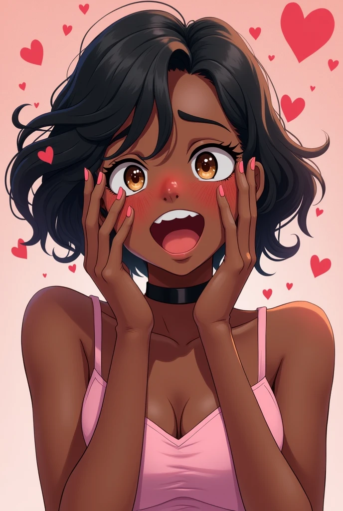 doggystyle, bed, 1girl, pussy, 1boy, penis, vaginal, sex, ((tomboy)), ((heart shaped pupil)), ((((dark skin)))), ((dark hair)), ((((afro)))), (((ahegao))),