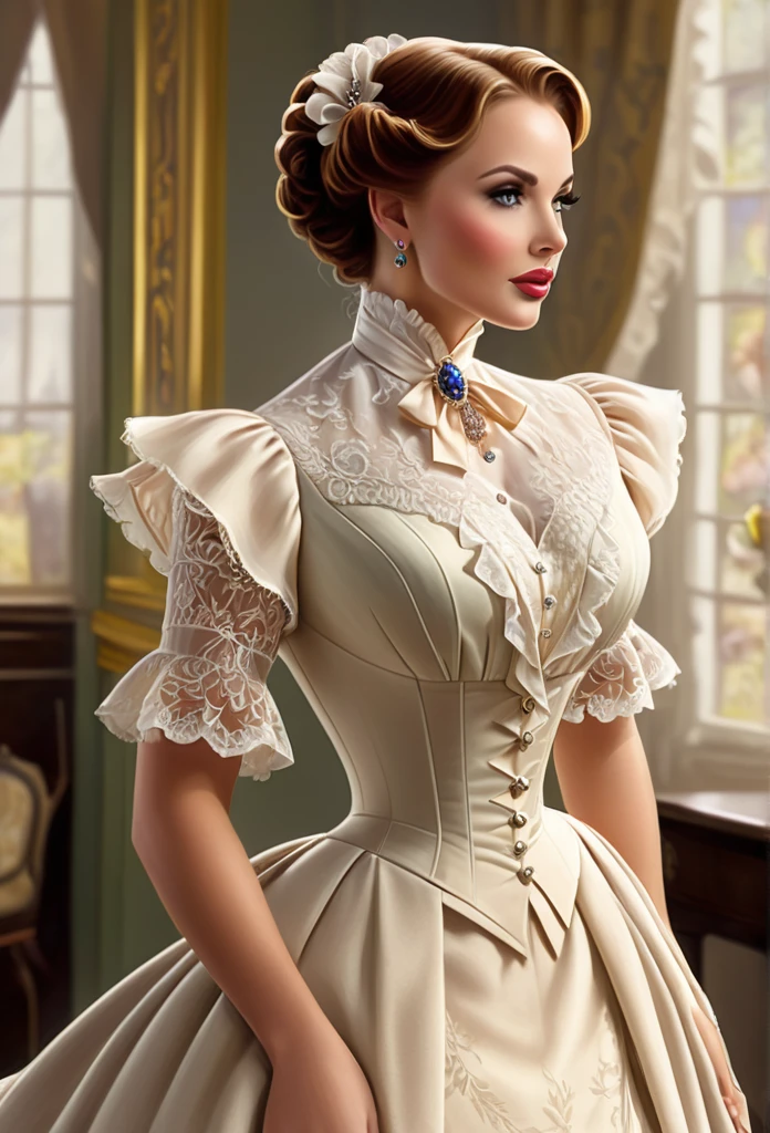 A beautiful Aristacrat woman with large elegant, hawk-like-nose, who embodies old fashioned class, sophistication, elgance as well as wholesome, natural beauty. curvy, thin-waist, wide-hips, swaying-hips. Laura Vandervoort. Oppulent historically accurate victorian dress. Greg Rutkowski, Thomas Kinkade
Solo, Den Betrachter ansehend, Lächeln, Offener Mund, Rote Haare, Große Brüste, Ohrringe, Kristallohrringe, 