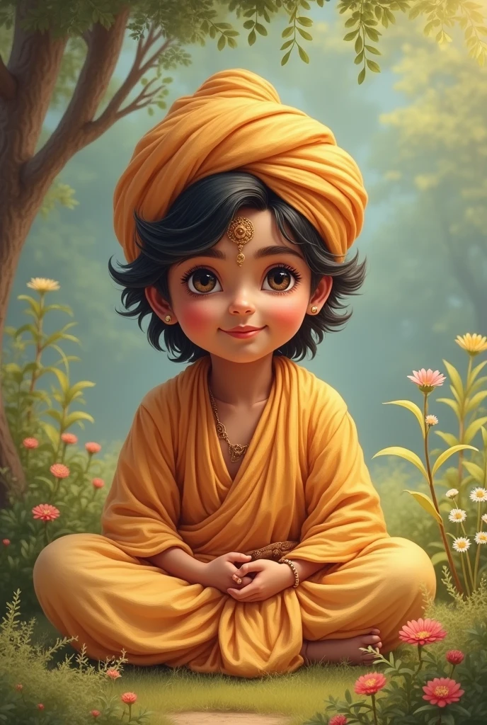 Krishna kid sitting and staring nostalgic photo heaven emotions 
