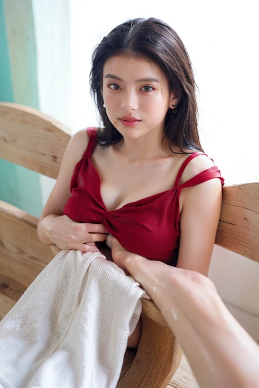 (((A 20-year-old woman with the cute face of a 16-year-old idol)))、(((She smiles gently while writhing in sexual pleasure.)))、(((Full body portrait)))、(((Sleeping position on bed)))、((She is wearing white underwear))、((A face holding back tears))、((Tied up on a luxury hotel bed))、(((Wearing a red leather collar around his neck)))、(((the whole body is tied with a rope)))、(Artistic Expression)、Cleavage、Front image (((shibari over clothes,)), bondage, shibari:1.5, (((both arms tied))), ((bondage))、Accurate、Anatomically correct、Textured skin、Very detailed、 Attention to detail、highest quality、High resolution、Genuine、Indistinguishable from live-action、realism、RAW Photos、masterpiece