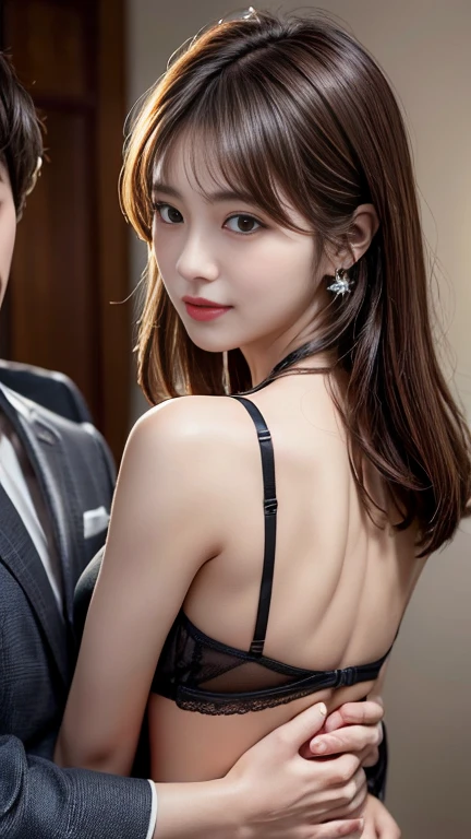 (((NSFW : 1.2))), (((pornography))), (realistic), (intricate details:1.2), (masterpiece、:1.3), (top quality:1.4), (Ultra A high resolution:1.2), Ultra A high resolution, 8K resolution, very detailed expression, dark, (high quality), complete anatomy, natural anatomy, full body photo, (1 korean Girl being caress by 2 korean men at night : 1.6), she is 21 years old, (call girl:1.5), (prostitute: 1.5), (she is korean:1.6), (beautiful : 1.4), (Dyed fancy colored hair banging), (big earrings), heavy makeup, Confusing wording, choker necklace, long legs, (a girl weared slim feminine dress and pantyhose. : 1.4), (a girl weared strappy high heels :1.4), (a girl is wearing named costume :1.4), (2 men are the house's owner : 1.4), glowing skin,(eye contact each other :1.4), (the men tie up her arms behind back:1.4), (((orgasm : 1.4))), (((moaning : 1.2))),(She being caught and sexually harassed by 2 men : 1.5), (she be forcibly raped by 2 men : 1.5), violated by them, She can not resist holding her arms grabbed by men., his dicks are being inserted into her pussy and anal., a man tighten her panty, a man tears off her pantyhose to explore her pussy, grabed ass, (The men grabbed her thighs.), caress, fondle, (lobby of nightclub : 1.6), (detailed background:1.2),(She has fun with several Korean men : 1.4),