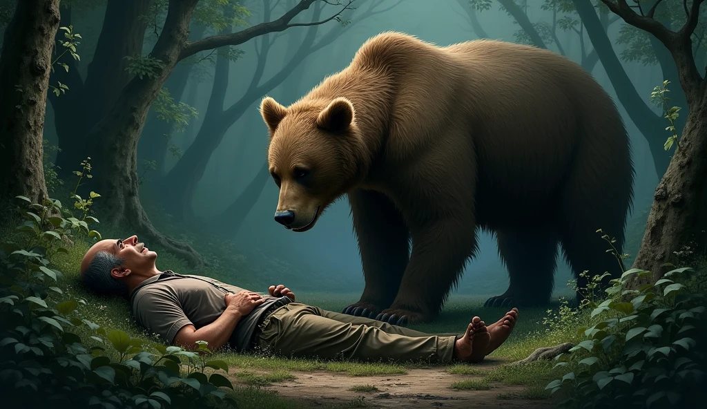A hyper realistic, ultra detailed image, ((((((human lying on back, women, scat oral, hands on body, vaginal scat)))))), ((((nude, side view, feral, women on feral bear, human head, bear pussy, bear tail, crouching, human women, duo))))), realistic, detailed background, (((((duo, bear pussy, women, feral bear, bear tail, crouching, excessive urine, scat on stomach, excessive anal scat)))))