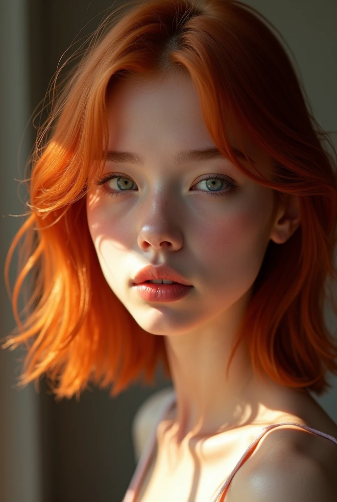 portrait photo of womans perfect skin, redish color hair, high quality photograph, bokeh, gobo lights, rim light, warm ambient light, volumetric light, depth of field, analog, <lora:analogdiffusion_Lora300:.2>