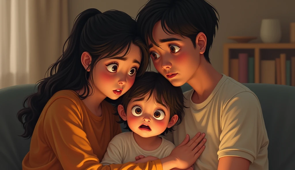 1 boy cries and is comforted by 3 girls