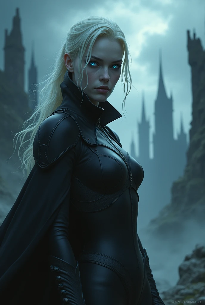 photo of a goth woman, in space, futuristic space suit, (freckles:0.8) angry face, sci-fi, dystopian, detailed eyes, blue eyes, big tits, very big boobs, biggest breast, sexy pose, with sword or weapons laser, erotic pose, high quality, beautiful space background, full colour, white hair, short hair,