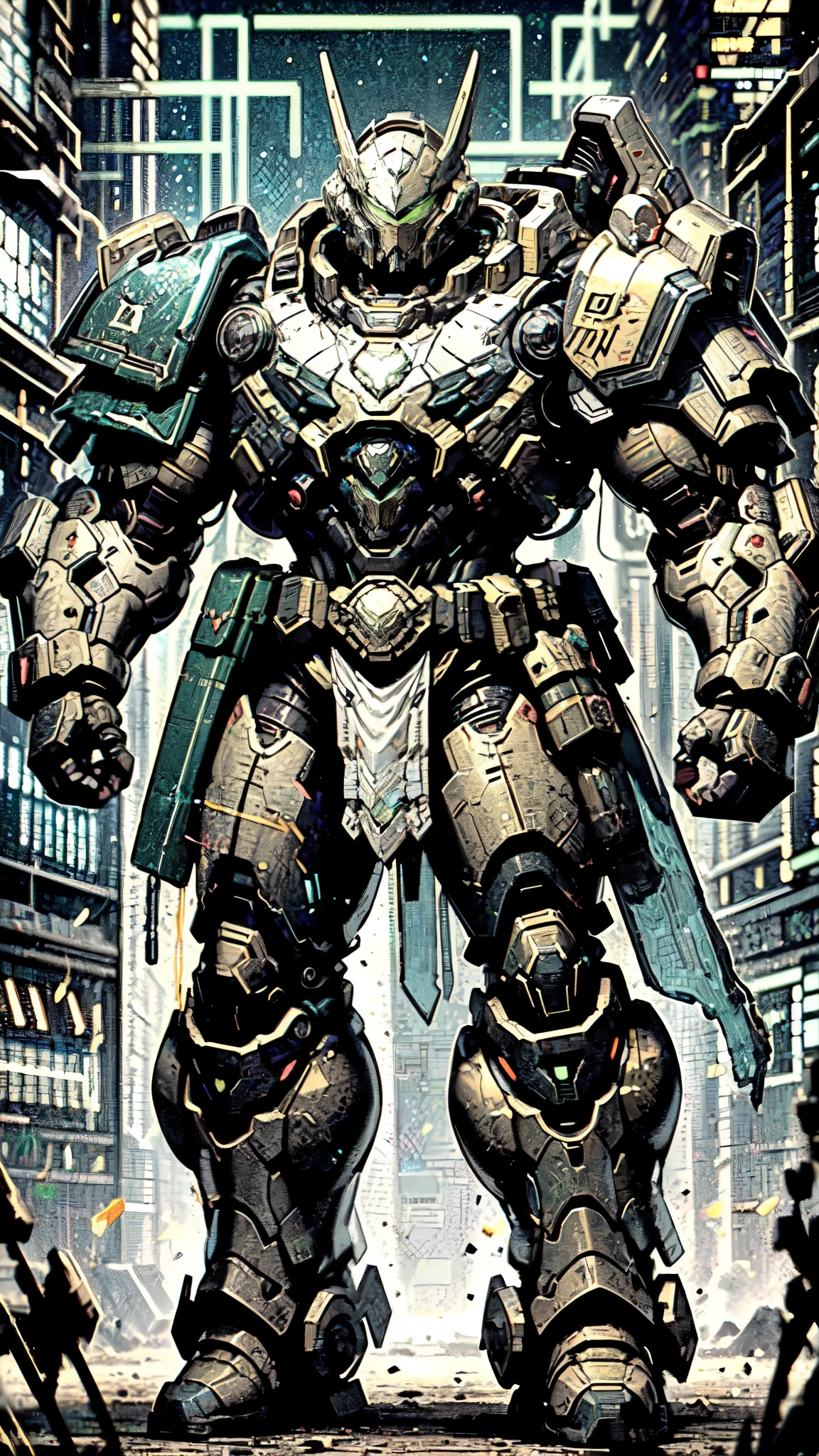 (masterpiece:1.5, best quality:1.5, extremely delicate:1.5), ((male:1.5)), a man wearing a full-face helmet, a biotech armored combat suit, green eyes, (a composite layered chest armor), fully enclosed shoulder guards, matching arm and leg guards, a belt of gemstone, (the color scheme is primarily Red with Blue and Green accents), the design balances heavy with agility, a high-tech bio-mecha armor, (Armor Concept Inspired by Space Marines, stand of a futuristic sci-fi city), this character embodies a finely crafted fantasy-style armored hero in anime style, exquisite and mature manga art style, (element, plasma, energy, the armor glows), metallic, high definition, highres, ultra-detailed, ultra-fine painting, professional, perfect body proportions, golden ratio, anatomically correct, symmetrical face, extremely detailed eyes and face, high quality eyes, creativity, RAW photo, UHD, 32k, Natural light, cinematic lighting, masterpiece-anatomy-perfect