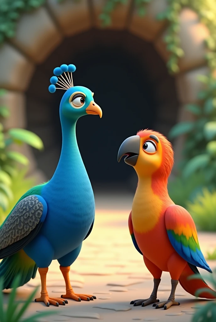 Nsfw, rio movie, Blu a male Spix macaw, solo, feathered body, macaw, bird body, chubby body, brown eyes, side view, ((anthro)), biped, ((tapering penis and testicles)), standing, smiling, jungle landscape, daytime, looking at his penis,