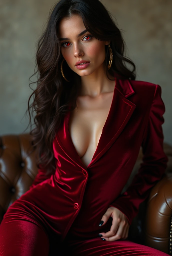 Beautiful woman, Scrawny, healthy, happy expression, satisfied with the body, dressed in a long red dress and a coat over it , fashionable clothes of the year 2024, perto do museum do louvre em Paris, posing to photo, Photo to post on Instagram, face detailed, gorgeous eyes, beautiful lips, detailed hair, athletic body, natural lighting, dynamic pose, clean background, swirly vibrant colors, cinematic lighting, high qualiy, photorrealistic, chic, dynamic, mighty