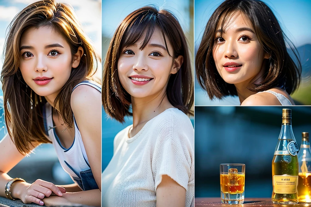 （Realistic:1.1）,(masterpiece,Highest quality)，8k,(58 years old), 53 years old, ベリーslimボディ、slimカップル、Tight waist,Upper Body,full-course dinner、wine 、Amazing view of the sunset sky and clouds、Perfect Anatomy, Brown Hair, short hair,Random Hairstyles,((Highly detailed face and eyes:1.2))，Perfect golden ratio face，Long sleeve shirt、dress,(smile:1.2)、Shortcuts、cute、(Realistic, Intricate details:1.2), A bright smile、short hair,Bright Face、赤wine 、Appetizers、Italian food、wine bottle、Champagne、スパークリングwine、(slimな顔), (The body is slim), (Brown Hair), (Shortcuts),  Upper Body, 白wine, slim, wineグラス, 