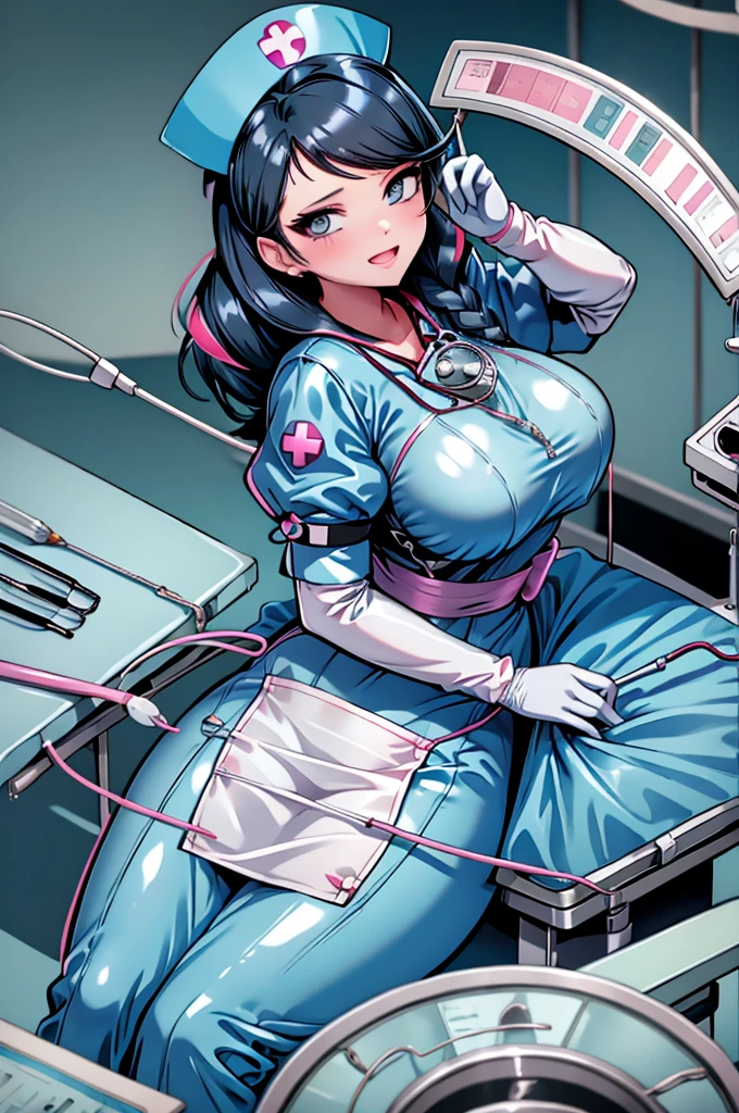 nurse uniform,hospital, latex nurse suit,nurses,busty,elbow gloves,labcoat,black hair woman,pink eyes , gigantic ,medical instruments,asian nurse,two nurses,speculum,examination room,oversize ,big ass ,strap on, lay on table ,legs spreaded,giving birth,gyno chair , dentist,Milf,latex,blue uniform,oversize breasts,diaper