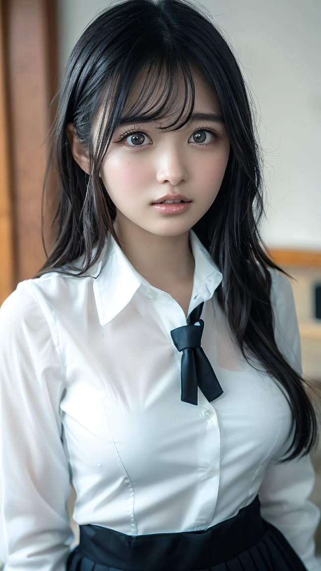 high school girl model 黒のuniform 高級ブランドのmodel少し高級感 Black uniform adultっぽさ adult beautiful beautiful nice cute popular person model high school student Overseas Face Half Japanese, half American
