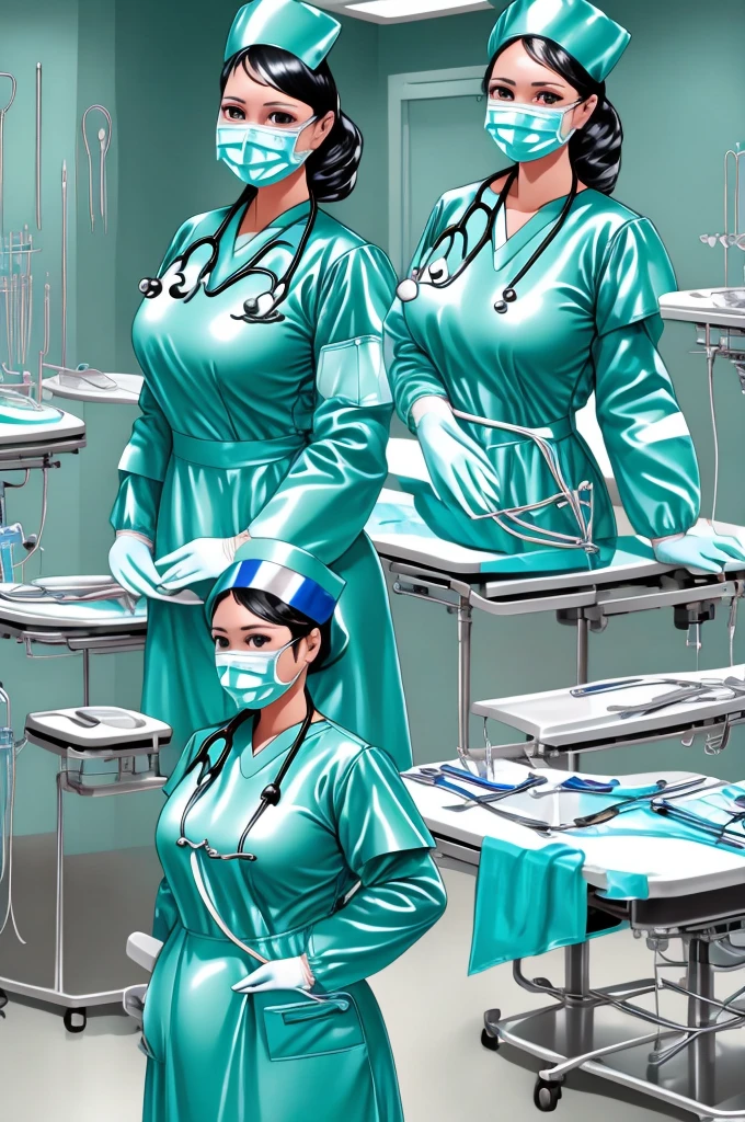 nurse uniform,hospital, latex nurse suit,nurses,busty,elbow gloves,labcoat,black hair woman,pink eyes , gigantic ,medical instruments,asian nurse,two nurses,speculum,examination room,oversize ,big ass ,strap on, lay on table ,legs spreaded,giving birth,gyno chair , dentist,Milf,latex,blue uniform,oversize breasts,diaper