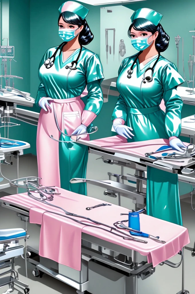 nurse uniform,hospital, latex nurse suit,nurses,busty,elbow gloves,labcoat,black hair woman,pink eyes , gigantic ,medical instruments,asian nurse,two nurses,speculum,examination room,oversize ,big ass ,strap on, lay on table ,legs spreaded,giving birth,gyno chair , dentist,Milf,latex,blue uniform,oversize breasts,diaper