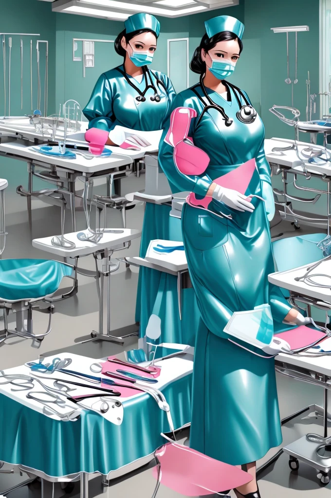 nurse uniform,hospital, latex nurse suit,nurses,busty,elbow gloves,labcoat,black hair woman,pink eyes , gigantic ,medical instruments,asian nurse,two nurses,speculum,examination room,oversize ,big ass ,strap on, lay on table ,legs spreaded,giving birth,gyno chair , dentist,Milf,latex,blue uniform,oversize breasts,diaper