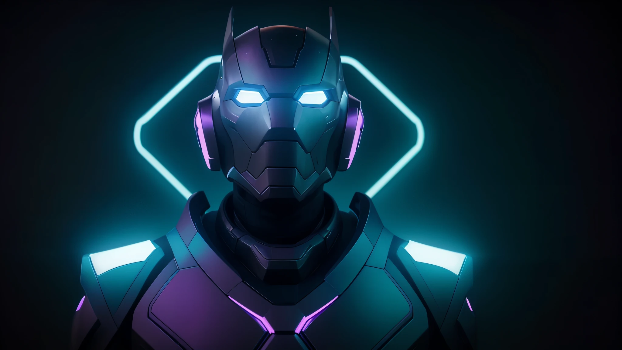 A man in a suit with glowing neons on his face - SeaArt AI