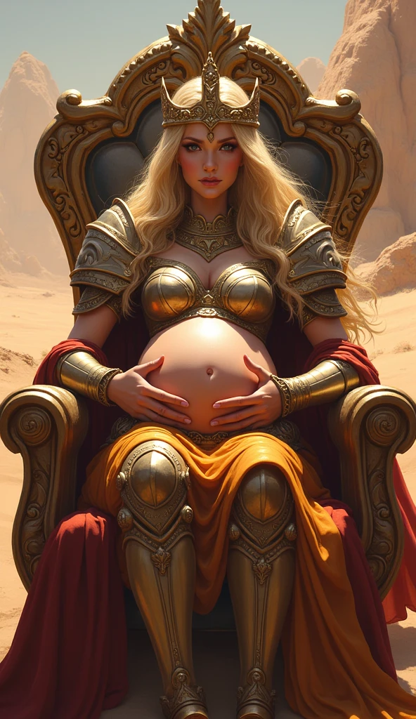 Warrior queen breastfeeding her barbara, breastfeeding her realistic warrior, chain choker, (big breasts:1.4)、