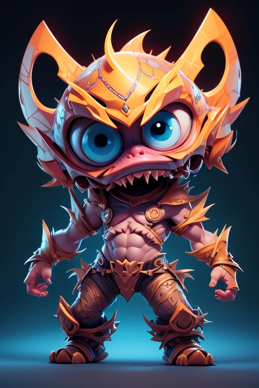 Create a monster image, a small, big-headed, baby monster.. The body is transparent and can be seen through. The image is sharp and detailed., with beautiful colors.. With arms, leg, eyes, mouth, พื้นหลังสีlegว
