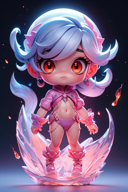 Create a monster image, a rabbit spirit, The body is transparent and can be seen through. The image is sharp and detailed., with beautiful colors.. With arms, leg, eyes, mouth, พื้นหลังสีlegว.