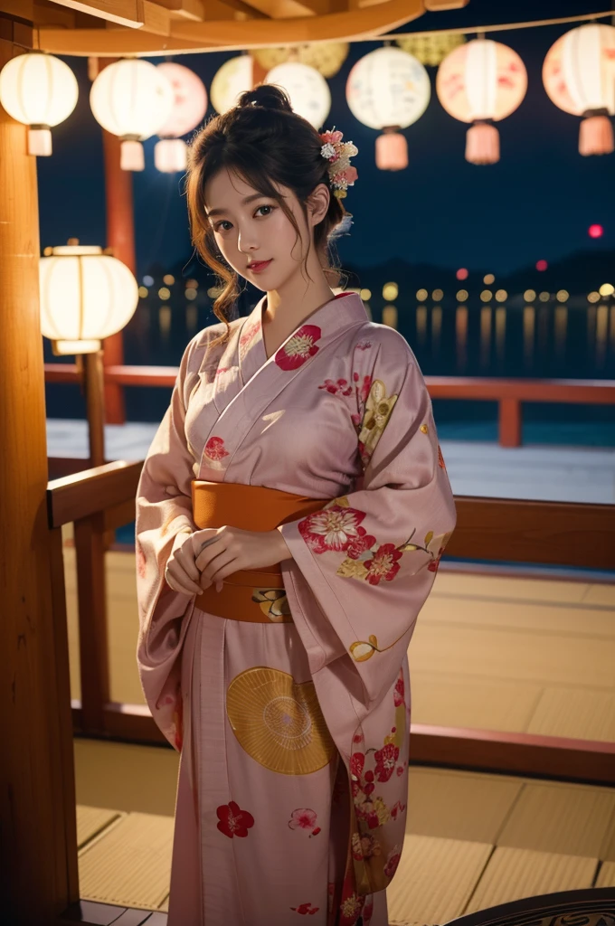 Perfectly Anatomically Correct:1.4, 5 Beautiful finger:1.4, 
1 Japanese Girl, Kawaii, Very Short Hair Bun:1.2, Wide-Set Eyes, Very White Skinned, Blush, Bashfully, 16-Year-Old, Open Mouse Slightly, 
Cute Eyes, Tareme, Brown Hair, 
(Japanese Sparklers Within Own Reached Arm:1.4), 
[Point Fireworks at Viewer:1.0], 
Japanese Clothes, Yukata:1.6, 
Looking Back Viewer:1.2, from Back, from Side, 
SFW:1.0, Non-Nipple:1.0, 
 BREAK 
Light Purple Dusk:1.2, Riverside Deck, 
 BREAK 
8K, RAW Photo, Best Quality, Masterpiece, Realistic, PhotoRealistic, Extremely Detailed 8K Wallpaper, Beautifully Detailed Eyes, Finely Detailed Face, 
 BREAK 
High-Key Lighting, Professional Lighting, Bokeh:1.2