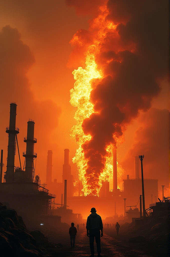 Steel mill on fire